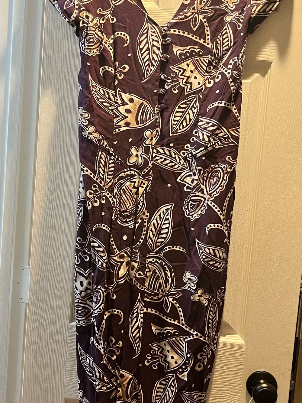 Rampage Vintage 90’s Purple & White Printed Dress with back tie & slit, size 7/8